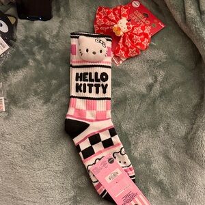 Hello Kitty Pink and Black checkerboard plushy Socks